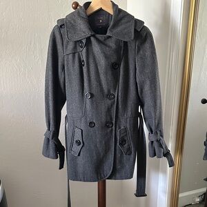 Forever 21  Gray Double-Breasted Trench Coat